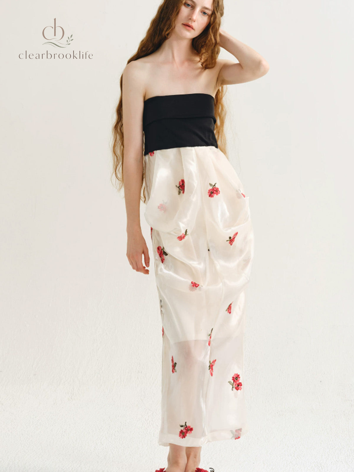 Rosette Embroidered Corset Dress