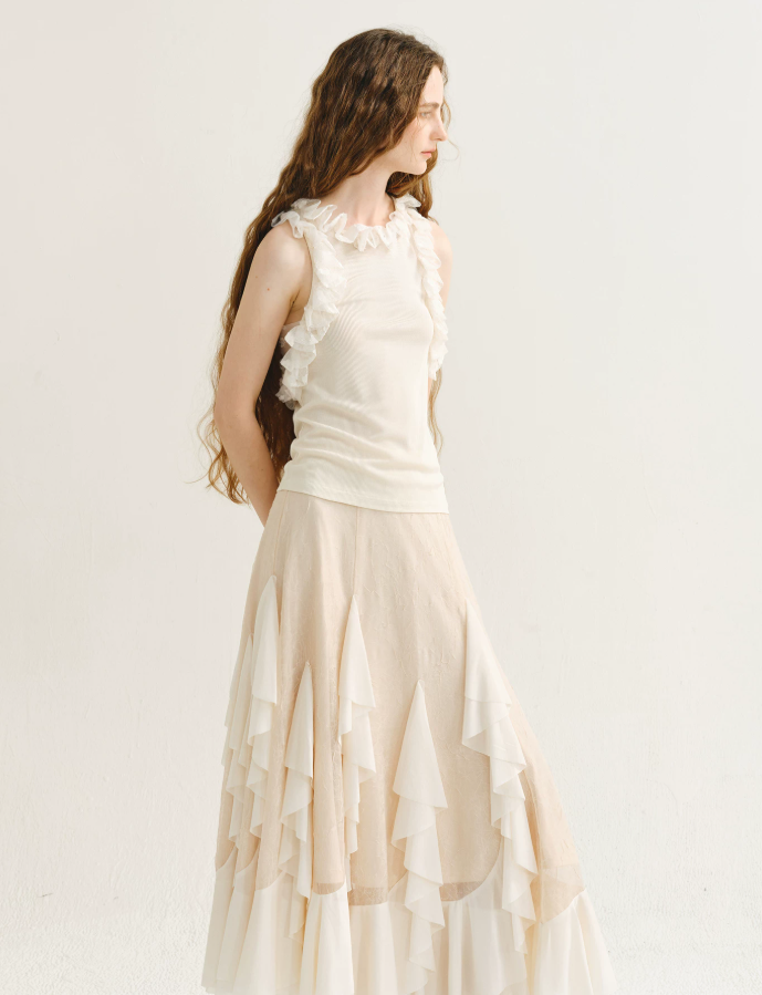 Aveline Silk Ruffle Tank