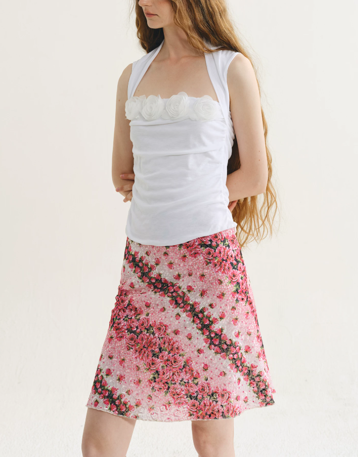 Rosalie Rose Print Mini Skirt