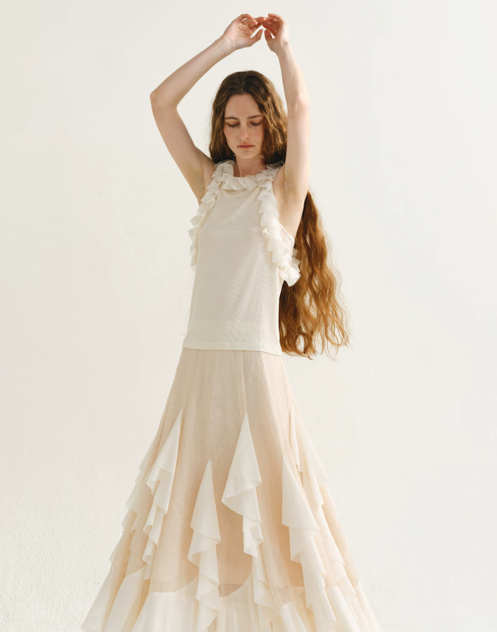 Aveline Silk Ruffle Tank