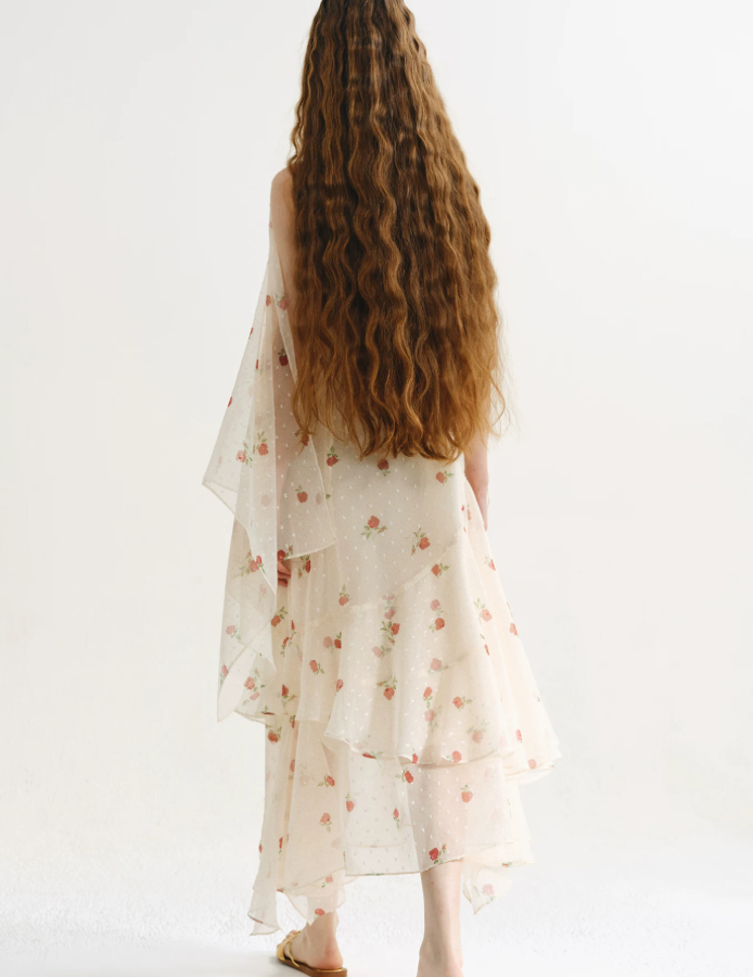 Elysian Petal Drift Maxi Dress