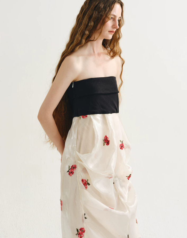 Rosette Embroidered Corset Dress